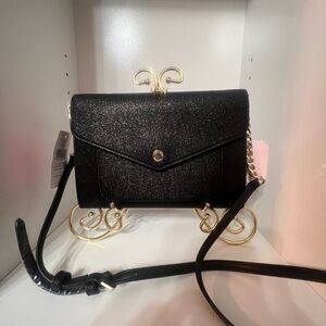 Kate Spade Black Glitter Crossbody Bag with Gold Hardware